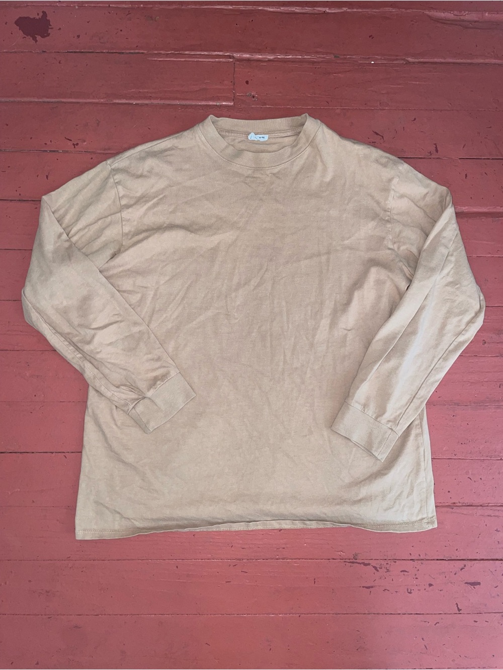 Cotton On Men's Long-Sleeve Crewneck Shirt - Beige/Tan